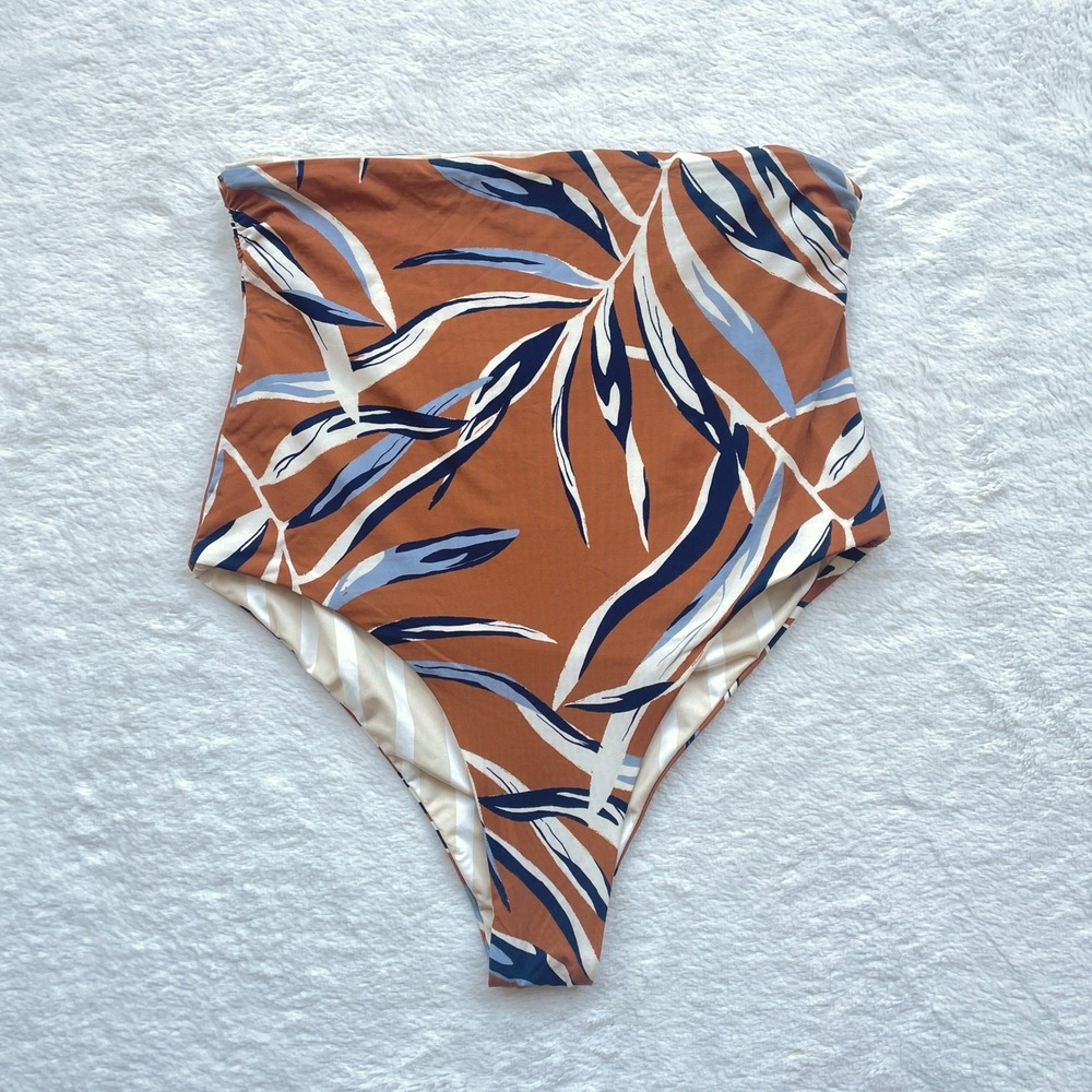 NWT Cala de la Cruz Scarlet High Waisted Bikini Bottoms Palmanaran‎ Palm Medium